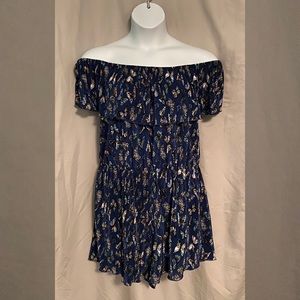 Butterfly Print Off the Shoulder Romper